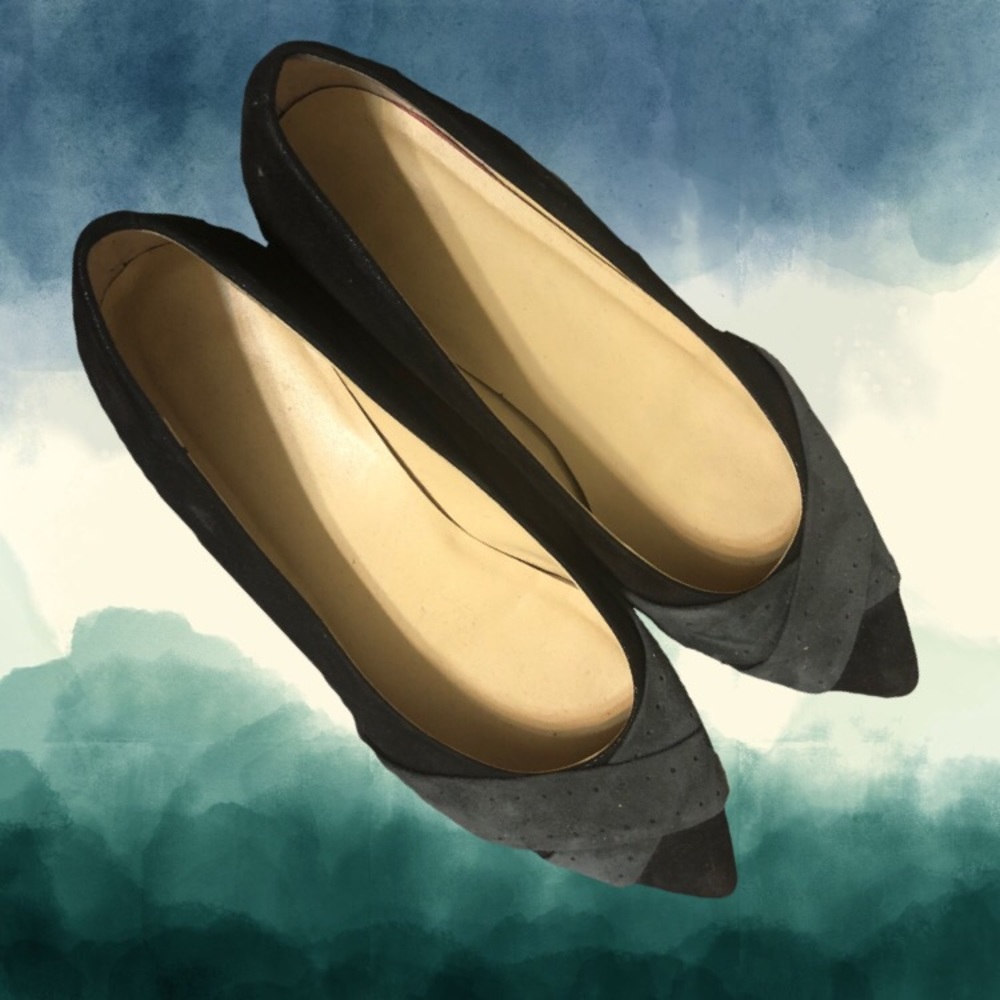 Amalfi flats black and grey suede and leather. 12m